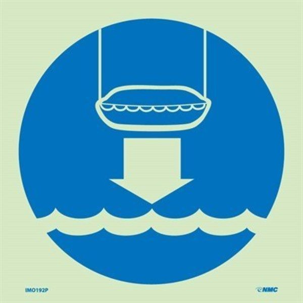Safety Of Life At Sea Lower Life Boat To Water Sign, IMO192P, Nmc, Mfr#: IMO192P